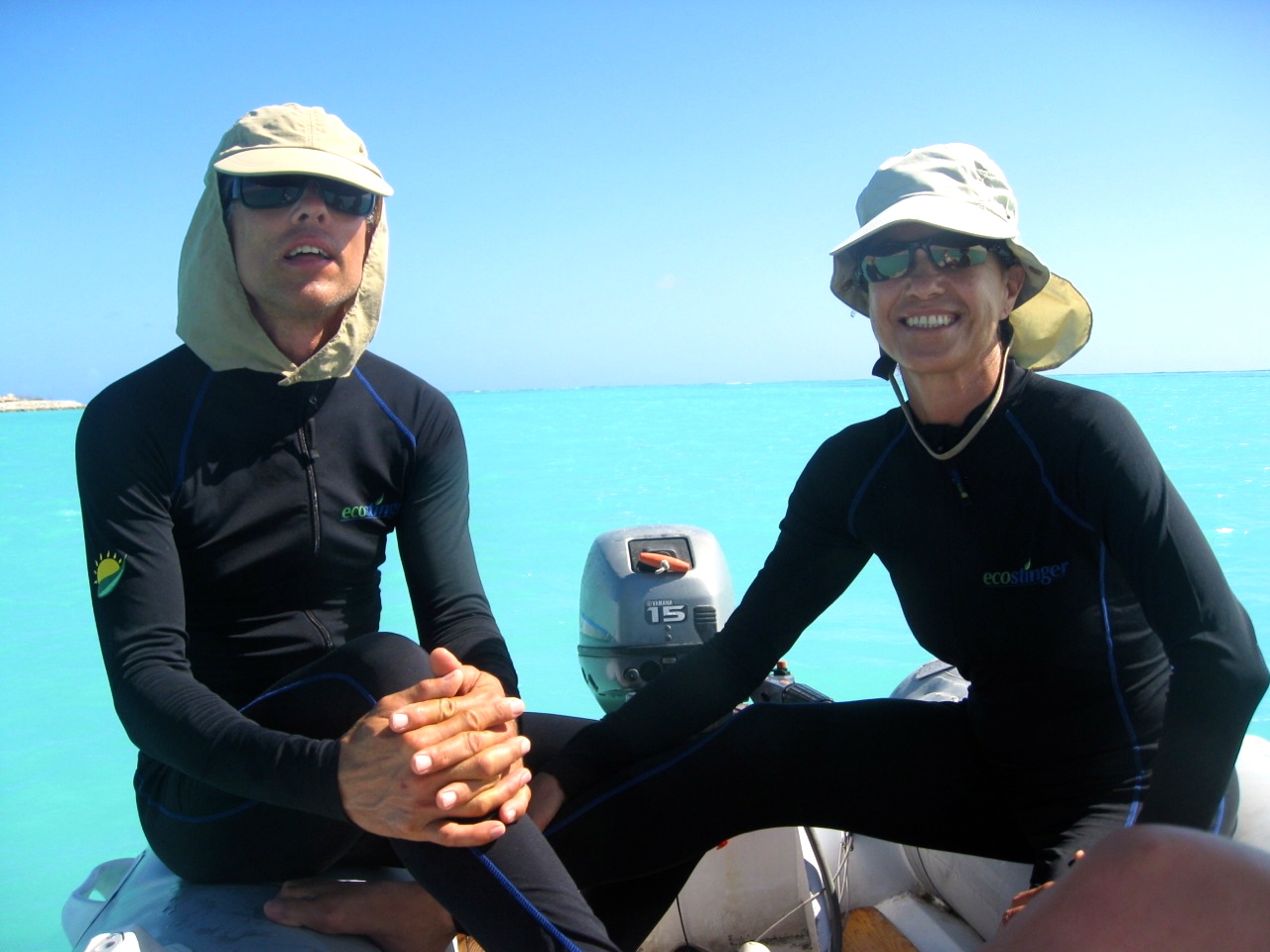 Crew  avoiding sun burn